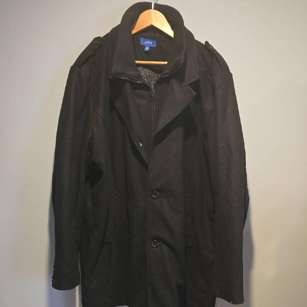 Apt. 9 Men's Classic Black Wool Pea Coat